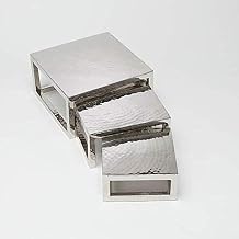 American Metalcraft HMPRS3 Double-Wall Square Hammered Riser Set w/Solid Top, Silver, Set of 3