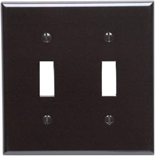Leviton 2-Gang Toggle Device Switch Device Mount Wall Plate Thermoset, Standard, 001-85009-BR, Brown