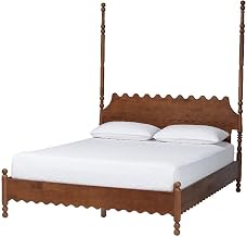 Baxton Studio Hoffman Platform Bed Frame with Scalloped Design Walnut Brown King