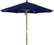 California Umbrella 7.5' Round Hardwood Frame Market Umbrella, Stainless Steel Hardware, Push Open, Pacifica Navy Blue