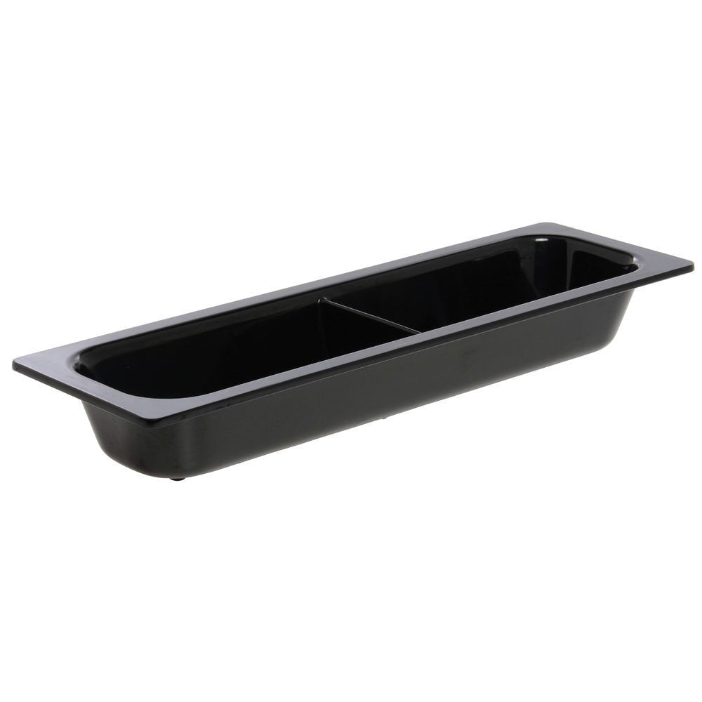 Serving Bowl Display Bowl 1/2 Size Long Divided Black Melamine by HUBERT – Melamine, Black, Model H0021-BLACK