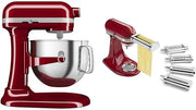 KitchenAid 7 Quart Bowl-Lift Stand Mixer, Empire Red & KSMPDX Pasta Deluxe Set Stand Mixer Attachment, 5 Piece, Stainless Steel