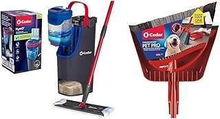 Bundle of O-Cedar H2prO Flat Mop System + O-Cedar Pet Pro Broom with Step-On Dustpan