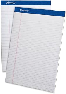 Ampad 20322 Perforated Writing Pad, 8 1/2 x 11 3/4, White, 50 Sheets (Pack of 12)