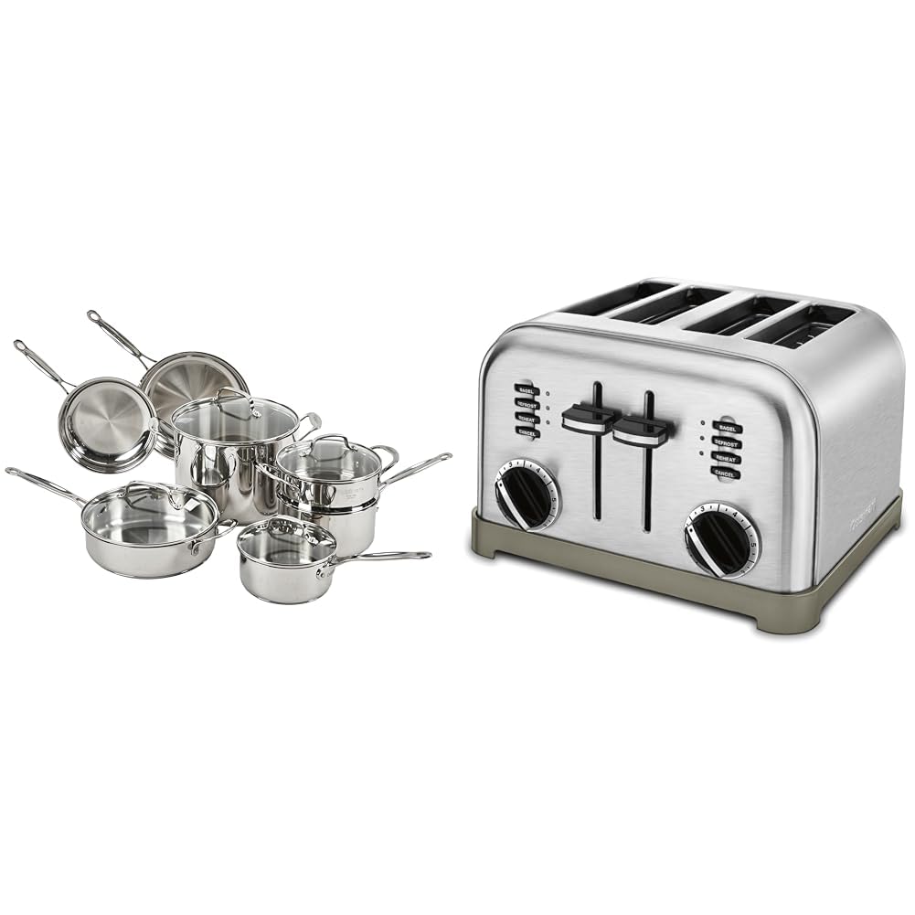 Cuisinart 11-Piece / Cookware + Toaster Oven / Silver Cookware Sets
