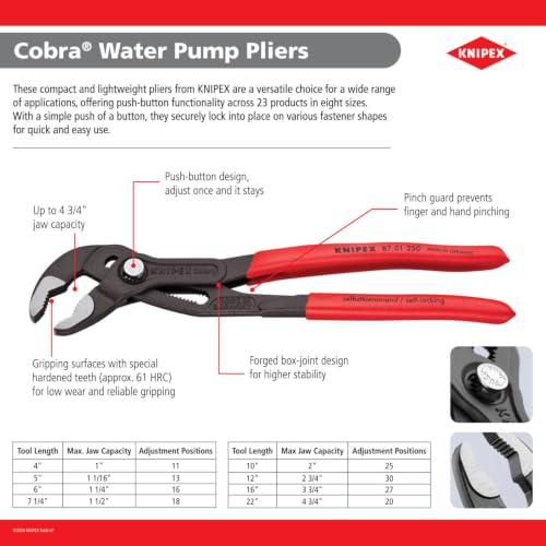 KNIPEX 12-inch / Red / Classic Slip-Joint Pliers