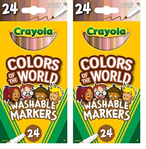 Crayola 24 Count (Pack of 2) / Almond, Golden, Rose / Fine Line Coloring Pens & Markers