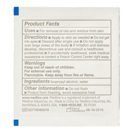 Sterile Alcohol Prep Pads by Medline – 100 Count (Pack of 1), Polyester, White, Model FBA-|237313