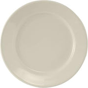 Tuxton China TRE-052 Plate, 10" Diameter, Round, Wide Rim, Rolled Edge, Microwave and Dishwasher Safe, Oven Proof, Fully Vitrified, Ceramic, Reno, American White/Eggshell, Pack of 12