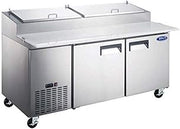Adcraft GRPZ-2D Grista Two-Section Refrigerated Pizza Prep Table, Stainless Steel, 115v