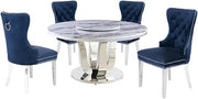 6-Piece Dining Set with Lazy Susan, Blue