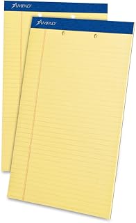 Ampad Perforated Pads, Letter Size, Legal Ruling, Canary Yellow, 50 Sheets per Pad, 12 per Pack (20-233)