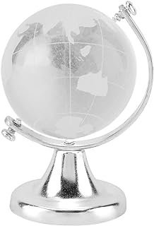 Crystal Glass Globe Sphere with World Map for Home and Office Decor, Silver (Silver)