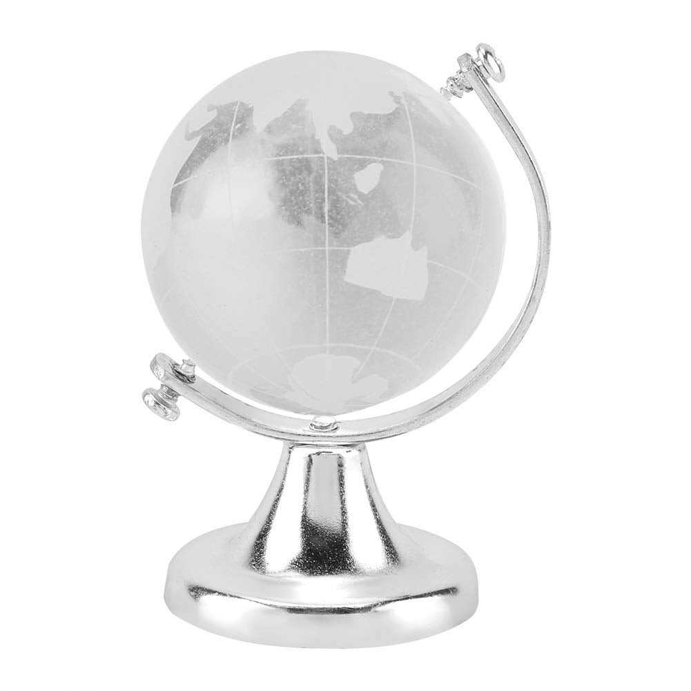 Crystal Glass Earth Globe Mini Desktop Decor Ornament for Home Office (Silver) by Kukyller – Silver, Model Kukyllerxtgvdk0qy5-02