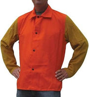 Tillman 9230 30" 9 oz. Orange FR Cotton/Leather Welding Jacket, Medium
