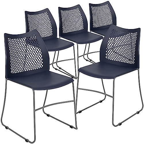 Flash Furniture Navy / Set of 5 / Classic Stacking Chairs