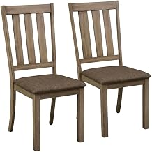 Starlight Canyon Home Rubberwood Slat-Back Side Chairs Set of 2, Wooden Dining Chairs for Kitchen Table and Dining Room, Brown