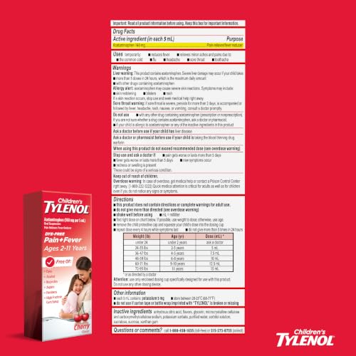 Tylenol Cherry Dye Free / 4 Ounce / Cherry (Dye-free) Acetaminophen