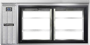 BBC69S-SS-SGD-PT Two Section Sliding Glass Door Refrigerated Pass-Thru Back Bar Cooler, 69" W x 34-3/4"H, Stainless Steel Exterior & Shallow Depth