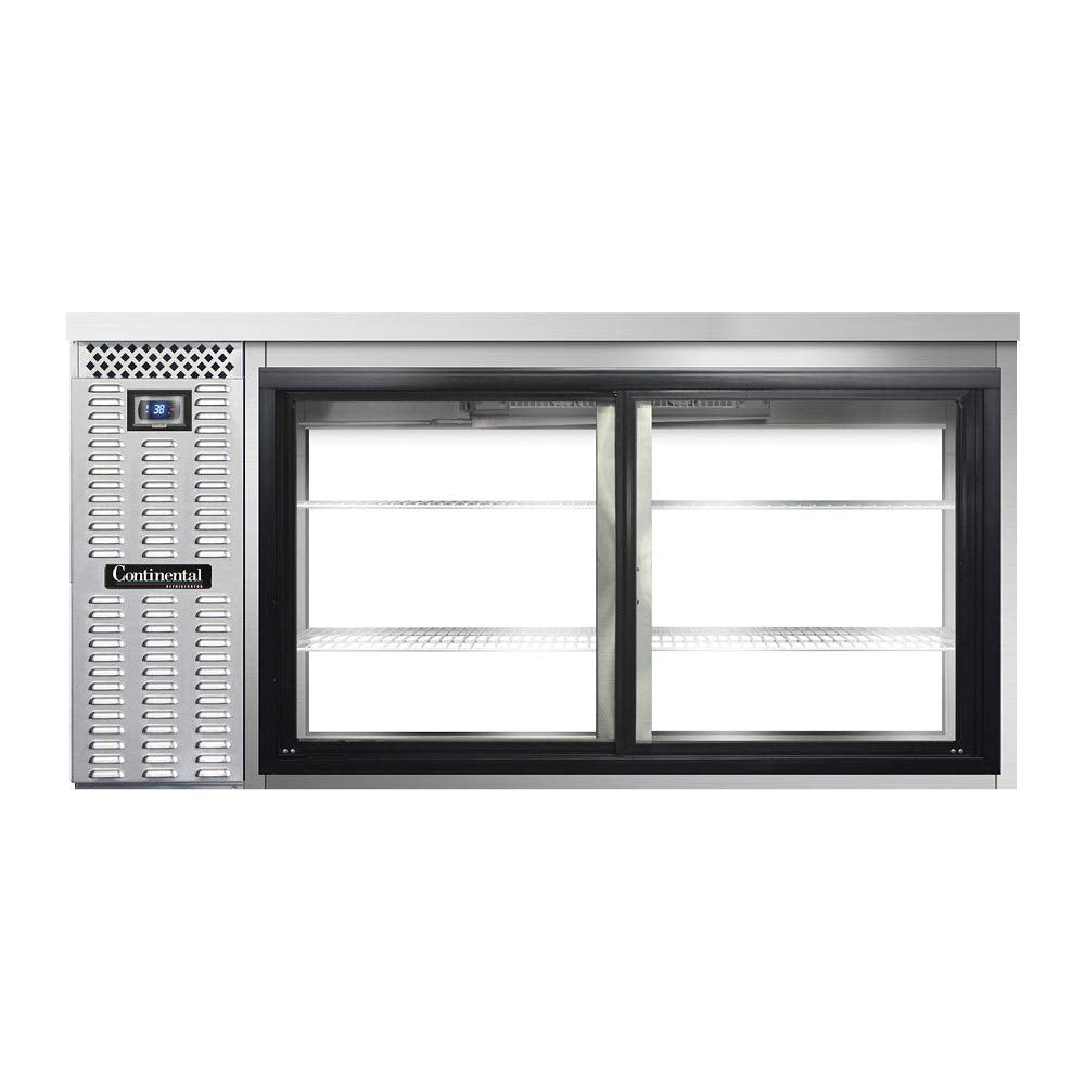 BBC69S-SS-SGD-PT Two Section Sliding Glass Door Refrigerated Pass-Thru Back Bar Cooler by Continental Refrigerator – Commercial Grade