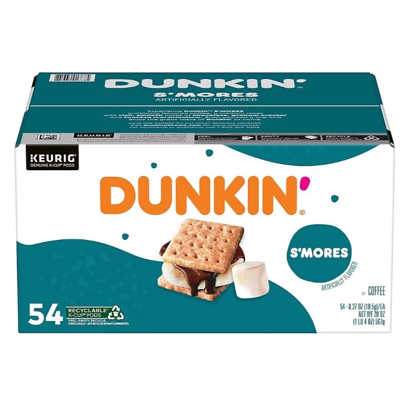 Dunkin S'mores Artificially Flavored Coffee by Dunkin' – 0.37 Ounce (Pack of 54), Pack of 54