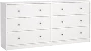 6 Drawer Double Dresser, White