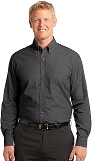 Port Authority Men's Crosshatch Easy Care Button-Down Shirt Soft Black
