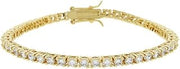 14k Gold Bonded 7 Inch Tennis Bracelet with Princess Cut Clear Cubic Zirconia in a Channel Setting and a Box Clasp in Goldtone
