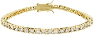 14k Gold Bonded 7 Inch Tennis Bracelet with Princess Cut Clear Cubic Zirconia in a Channel Setting and a Box Clasp in Goldtone