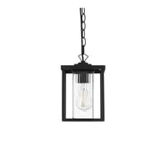 Dover One Light Outdoor Pendant Black by Lighting Design – Iron, Black, Model OD302H11BK