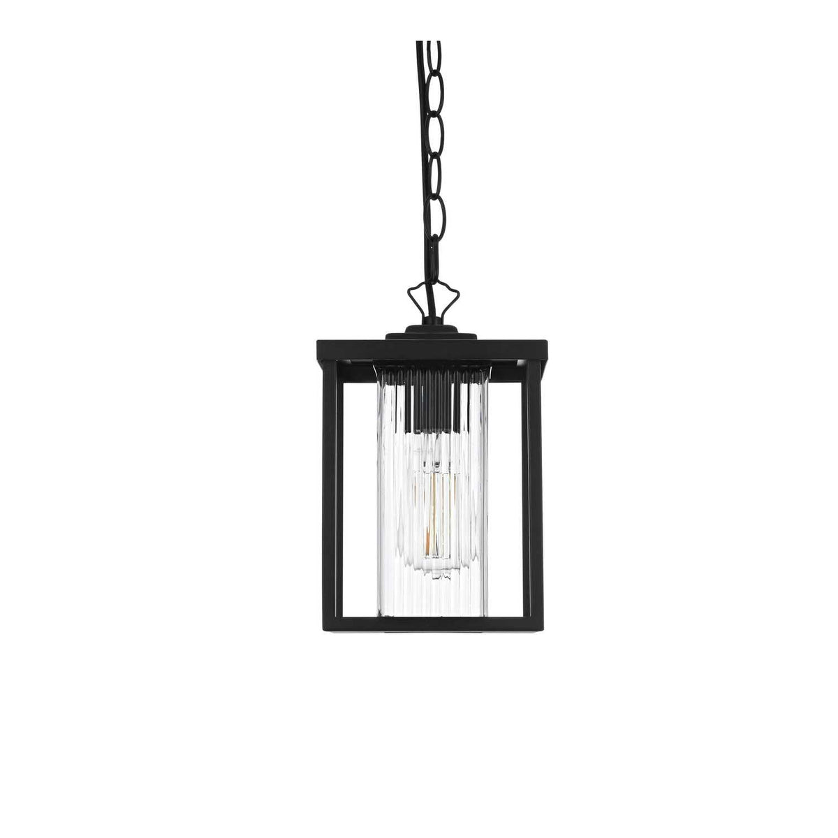 Dover One Light Outdoor Pendant Black by Lighting Design – Iron, Black, Model OD302H11BK