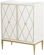 Furnifact Engineered Wood Two-Door Accent Cabinet with Lift-Top Storage, Hand-Painted Diamond Doors, Sideboard for Entryway or Dining Room