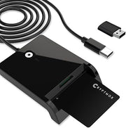 Military CAC Card Reader USB-C & USB-A, DOD PIV, Mac Windows | Contact CAC/PIV USB-C reader, not RFID/NFC, Click-to-Tap works on Windows only with Cryptnox FIDO2 cards