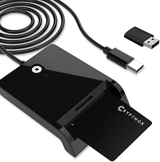 Military CAC Card Reader USB-C & USB-A, DOD PIV, Mac Windows | Contact CAC/PIV USB-C reader, not RFID/NFC, Click-to-Tap works on Windows only with Cryptnox FIDO2 cards