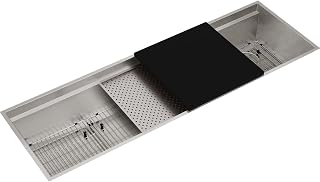 Elkay CS60K Circuit Chef 59-1/2" Undermount Single Basin Stainless Steel Kitchen Sink with Basin Rack, Colander, and Cutting Board - Stainless Steel/Black
