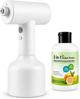 APULITO Toilet Foam Shield Dispenser with Refill - Anti-Splash Foam Barrier Foaming Agent for All Toilets - Reduce Splashback & Stain, Fresh Bergamot Scent, 240+ Uses
