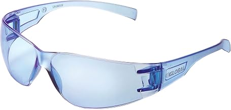 Global Industrial Frameless Safety Glasses, Scratch Resistant, Blue Lens, Lot of 12