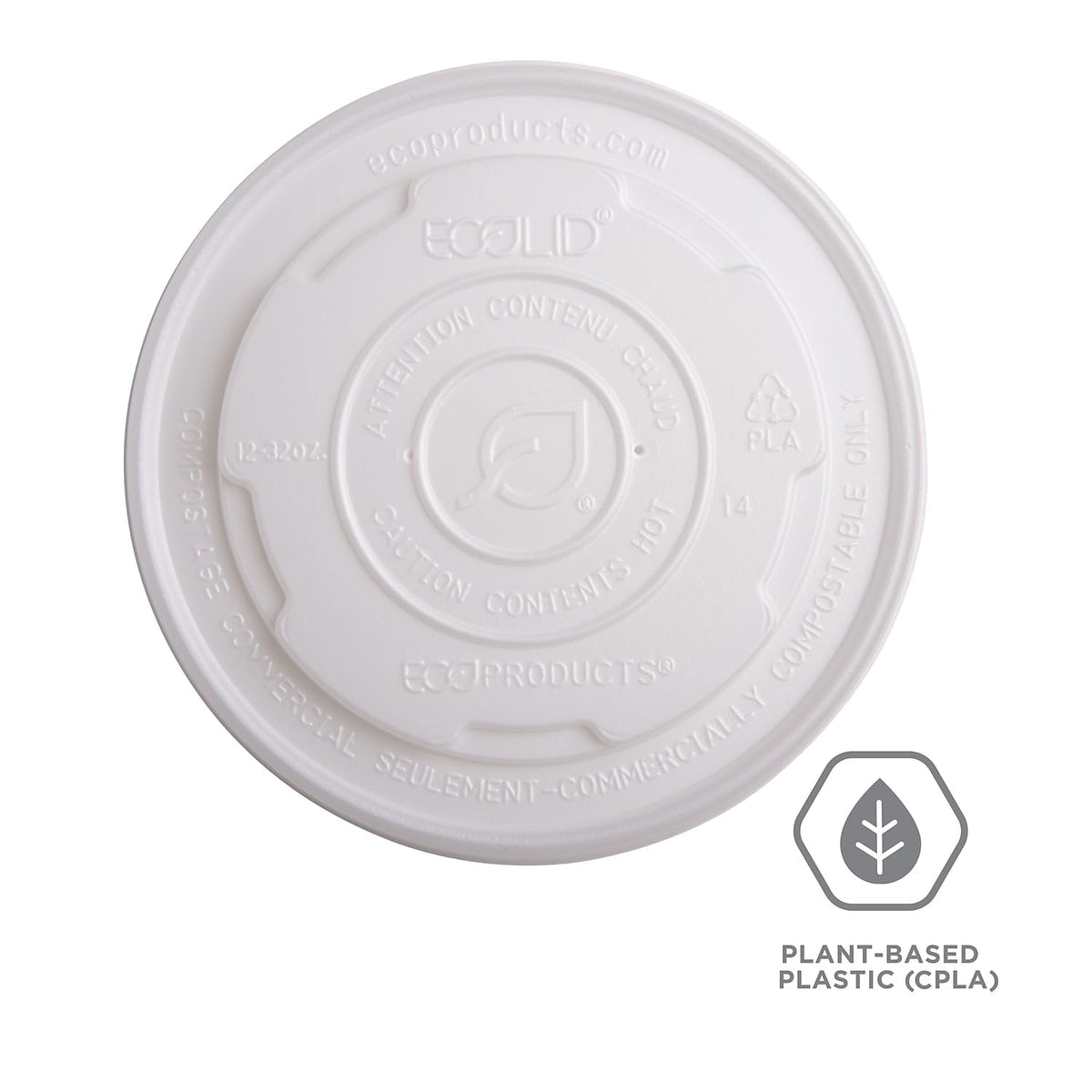 Eco-Products EcoLid Renew & Comp Food Container Lids F/12 16 32oz 50/PK 10 PK/CT by ECO PRODUCTS – 32.0 ounces, Plastic, white, Pack of 500, Model ECOEPECOLIDSPL