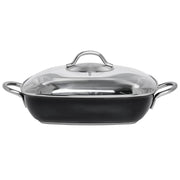 Casserole Pan with Glass Lid Single-Ply Square Black Stainless Steel - 11" L x 11" W x 2 2/5" H by HUBERT – Stainless Steel, Black, Model CE1PLY11-CC-BK