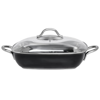 Casserole Pan with Glass Lid Single-Ply Square Black Stainless Steel - 11" L x 11" W x 2 2/5" H by HUBERT – Stainless Steel, Black, Model CE1PLY11-CC-BK
