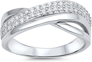 Channel Set Weave Clear CZ Unique Ring New .925 Sterling Silver Band Sizes 5-10