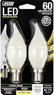 Feit Electric CA10 E12 (Candelabra) LED Bulb Soft White 60 Watt Equivalence 2 pk