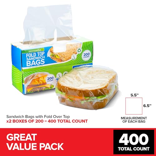 Stock Your Home 400 / 6.5 inches x 5.5 inches / Clear Food Storage Bags