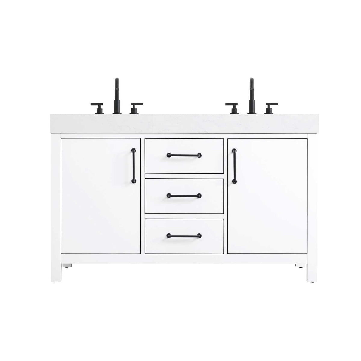 Elegant Kitchen and Bath 54" Double Bathroom Vanity in White by Elegant Lighting – unspecified, Wood, White, Model VF60654DWH