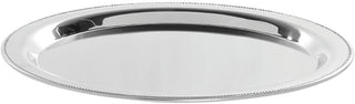 HUBERT Serving Tray Stainless Steel Round with Beaded Edge- 17" Dia x 3/4" H