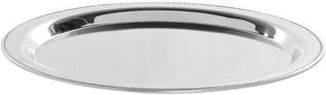 HUBERT Serving Tray Stainless Steel Round with Beaded Edge- 17" Dia x 3/4" H