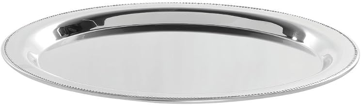 HUBERT Serving Tray Stainless Steel Round with Beaded Edge - 13" Dia x 3/4" H