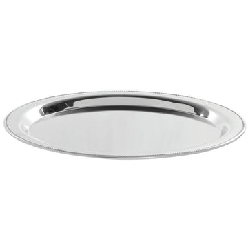 Serving Tray Stainless Steel Round with Beaded Edge- 17" Dia x 3/4" H by HUBERT – Stainless Steel, Silver, Model TR06706188