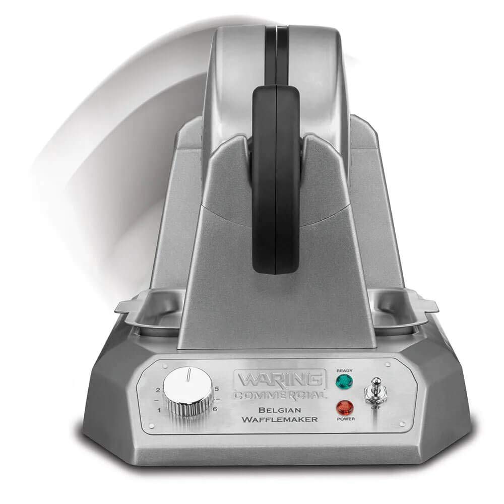 Belgian Waffle Maker with Rotary Feature & 25 Waffles per Hour by Waring – 12.5 x 17.88 x 10.5 inches, Diecast Metal, Silver, Model WW180X