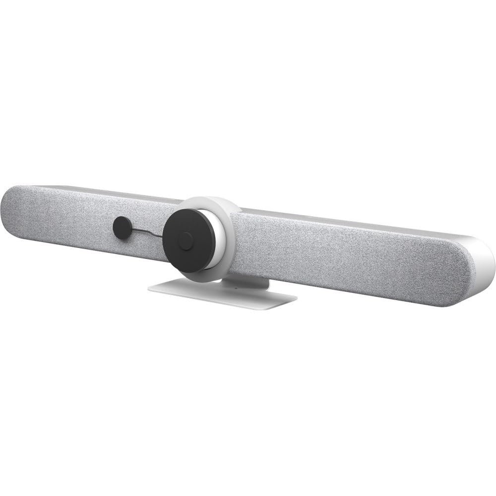 Rally Bar Mini All-in-One Video Bar for Small to Medium Rooms by Logitech – 3.6" x 28.3" x 4", White, Model 960-001348